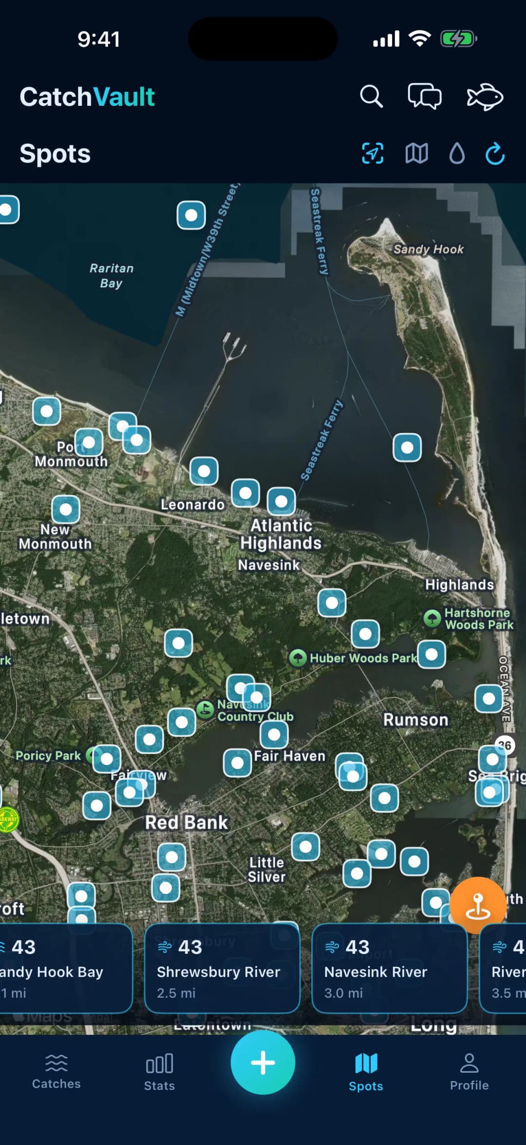 Fishing Spots, Named waters nearby