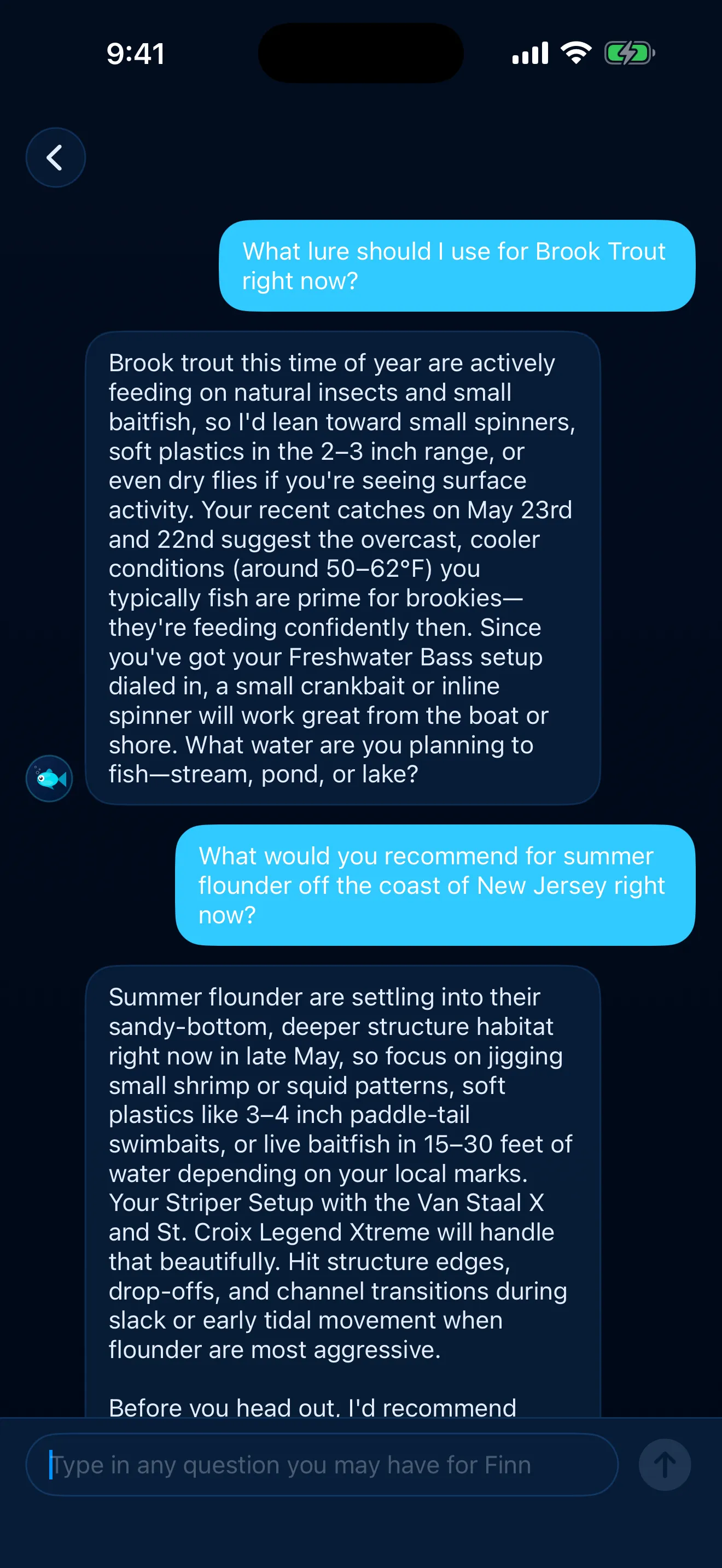 Finn Fishing Assistant, Ask anything