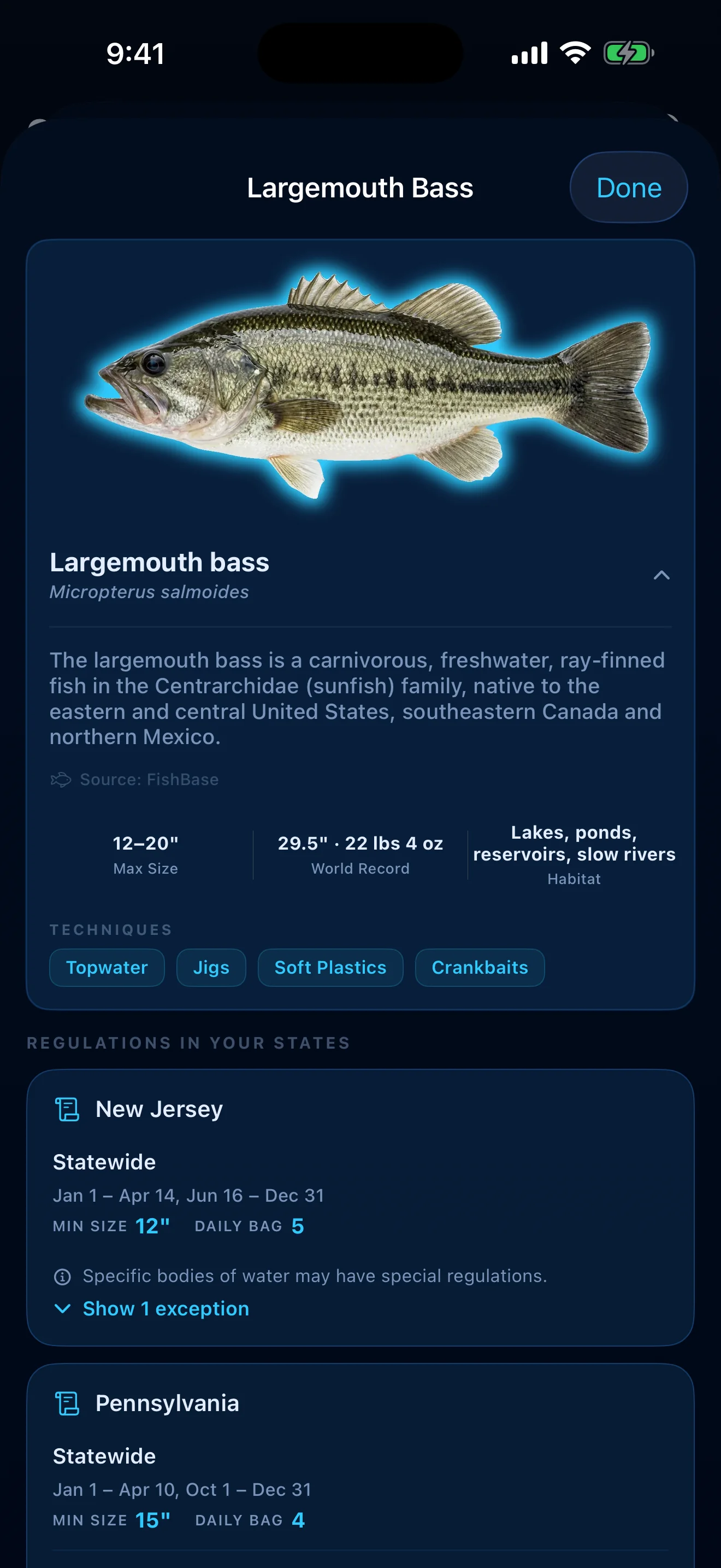 Regulations screenshot